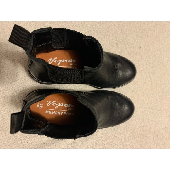 Vepose Chelsa Leather Lug Sole Platform Black Memory Foam NWOT 7.5 Bootie - Picture 10 of 10